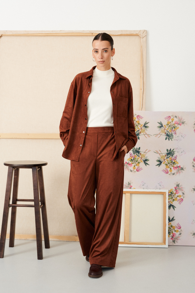 Прямые брюки из эко замши на трикотажной основе Alla арт: 4.1976 C1